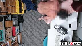 beautiful teen thief feels punished with blowjob at office garage. cute 18+ learns lesson deeply.