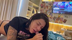 Naughty wife rides the well-endowed guy's big cock passionately in doggy and cowgirl