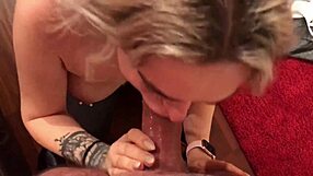 Cute Blonde Chokes on Monster Cock Blowjob!