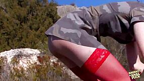 every horny soldier knows outdoor anal with sexy brunette babe is best