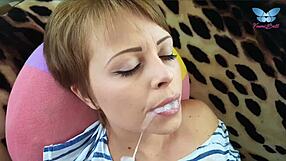 Whore sucks huge cock for rough facial and creampie