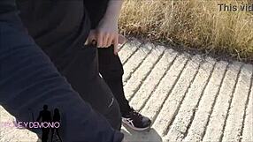 Doing sports with my personal trainer i suck his cock and he fucks me against a tree 1