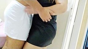 Amateurs in long stockings rub dick doggy style with nerd dryhumping