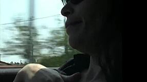 Exhibitionist with big natural tits exposes herself at the park