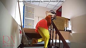 Velma Dinkley in Yellow Pantyhose Performs Solo at Old House Stairway