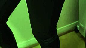 Rock chick wears leather pants and biker jacket