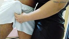 Amateurs in long stockings rub dick doggy style with nerd dryhumping