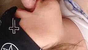 Old masked person gives intense blindfolded blowjob