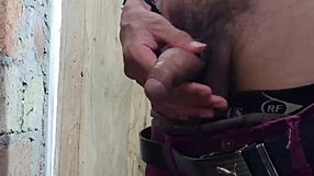 Man boldly pulls out his dick and starts masturbating with intense focus. He’s unstoppable today.