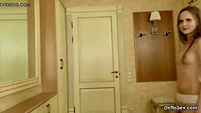 An ardent teen virgin pleasures her slim pussy until she climaxes intensely