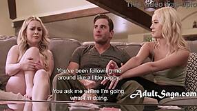 Weirdly needy stepcousin Nathan Bronson fucks petite Skyler Storm in kinky threesome.