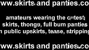 Sneaking Intense Peeks Under Teen's Skirt for Panties