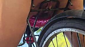 Pee and Masturbate on Bike with Butt Plug, No Panties!