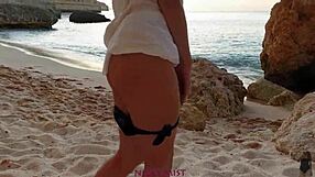 Spanish Girlfriend Swallows Cum on Beach with Passion