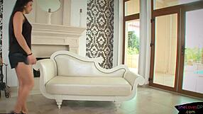 Brunette Spreads Asshole For Double Penetration And Blowjob In Threesome