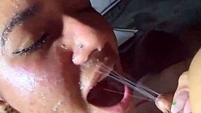 latinas teen 18+ swallowing squirt milk in intriguing scene