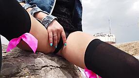 Wet and wild: Any hot-blooded male would love to watch their beach babe perform a public squirt orgasm