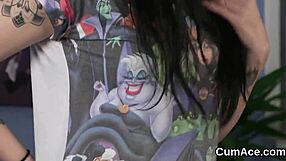 nasty hottie swallows cum load after blowbang and facial