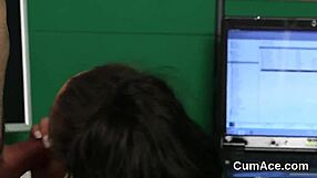 Feisty sex kitten receives intense facial cumshot and gulps it all