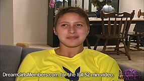 Short haired jillian in first shoot with piercing and dirty talk!