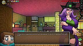 Milf In Witch Cosplay Rides Cock In Hornycraft Parody.