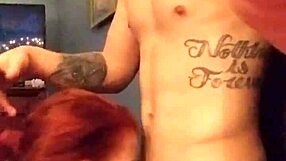 redhead girlfriend sucks and deepthroats monster cock