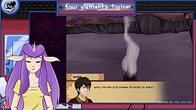 Big tits brunette in anime hentai game with sexy ass