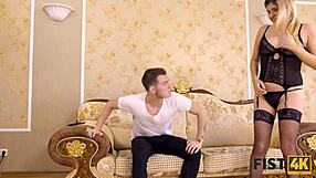 fist4k skinny demonstrates slender body and has fist in shaved pussy