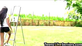 Perky-titted teen 18+ takes old cock deep in tiny pussy