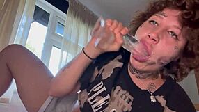 Tatted Girl Cries During Rough Blowjob and Dildo Suck