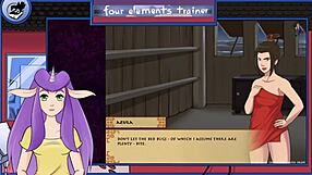 Big tits brunette in anime hentai game with sexy ass