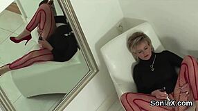 Adulterous english mature lady sonia shows off her huge tits in lingerie!