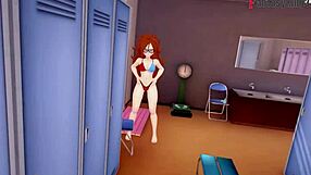 Android 18 fucks in bikini while Android 21 watches the trailer