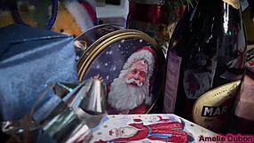 Intriguingly, guy unwraps a special christmas gift in the garage - beautiful amelie dubon in cosplay