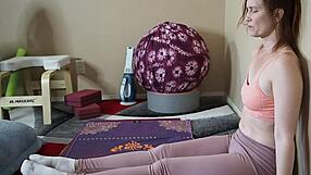 in yoga lesson 359, a mature milf femdom with big ass and small tits teaches a european babe amateur how to stretch her ass