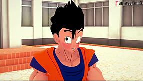 Android 18 fucks in bikini while Android 21 watches the trailer