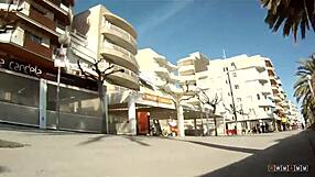 his hard cock goes into her wet pussy in doggystyle bent over