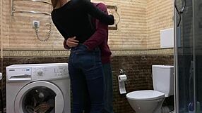 Russian Stepsister Fucked Doggy In Laundry Room?