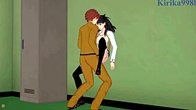 Intensivt knull med Saber Rin Tohsaka Shirou i Fate hentai stora tuttar creampie