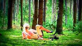 Shemale Teen Uses Toys In Forest Outdoors