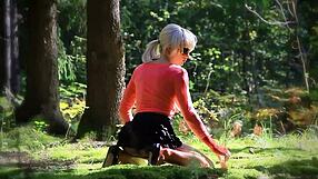 Shemale Teen Uses Toys In Forest Outdoors