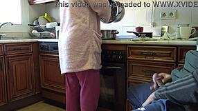 In the kitchen, Bhabhi has the biggest pleasure in my huge pecker