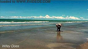 Wife Playing Nude Football Public Clothed Beach!