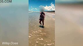 Wife Playing Nude Football Public Clothed Beach!