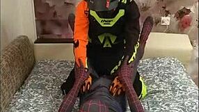 Spiderman And Biker Intense Gay Fuck