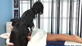 Tattooed Masseuse In Lingerie And Heels Sucks Rod With Handjob In HD