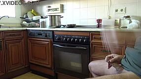 Indian Bhabhi Drinks My Cumshot After Flashing My Huge Dick In Her Kitchen.