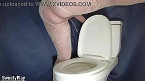 Mature BBW Pees Standing on Toilet