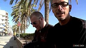 his hard cock goes into her wet pussy in doggystyle bent over