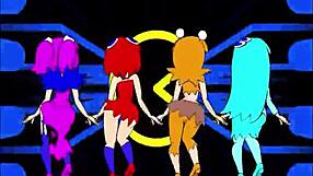 Pacman ghost girls dancing in 3 phases, full 1080p